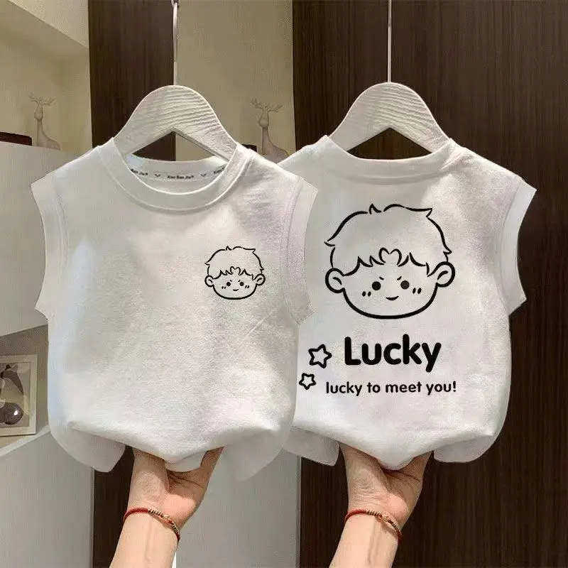 Pure Cotton Baby Vests Short Sleeve Summer Boys Tops - Image 6