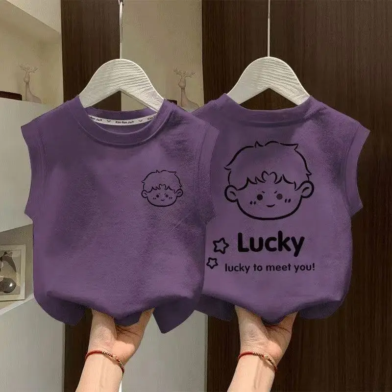 Pure Cotton Baby Vests Short Sleeve Summer Boys Tops — feature 2