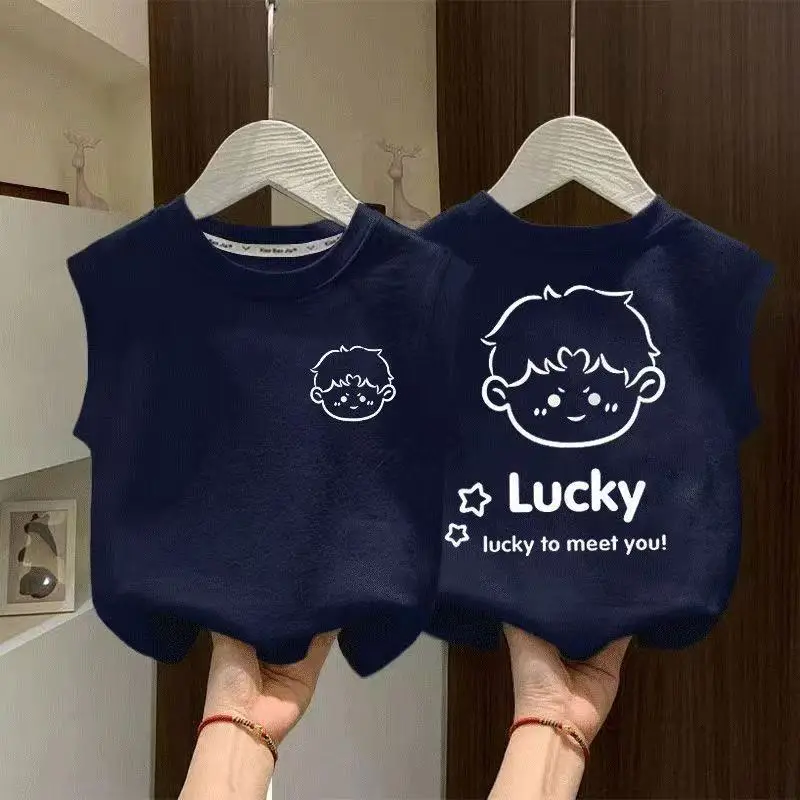 Pure Cotton Baby Vests Short Sleeve Summer Boys Tops - Image 4
