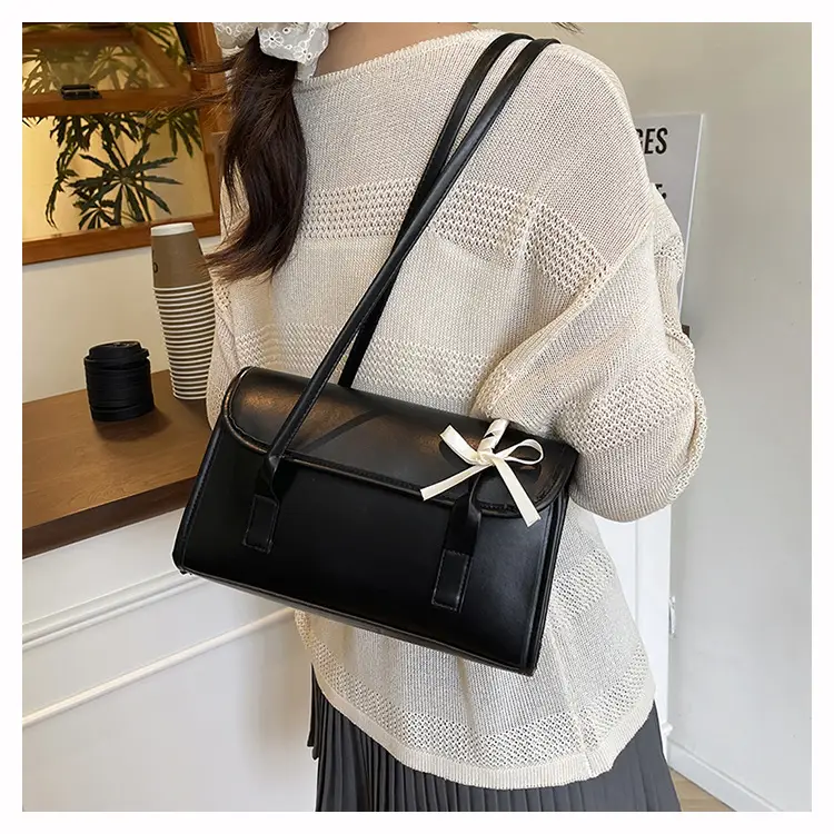 Women's Black Bow Shoulder Bag 2025 Luxury Stylish — feature 9