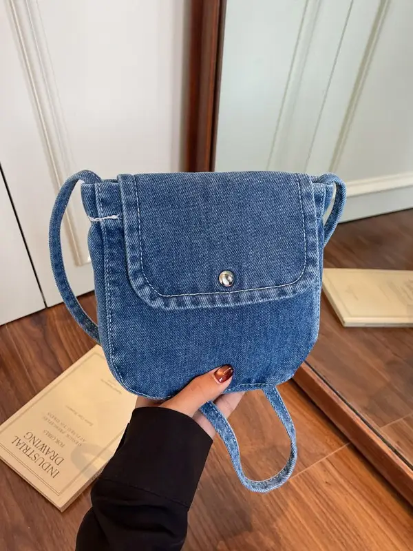 Denim Crossbody Bag for Women Retro Casual Mobile Phone Bag - Image 4