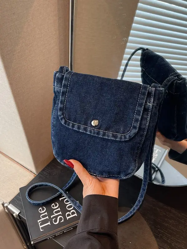 Denim Crossbody Bag for Women Retro Casual Mobile Phone Bag - Image 5