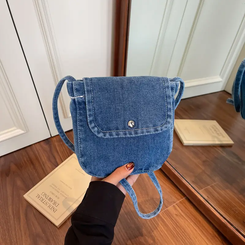 Denim Crossbody Bag for Women Retro Casual Mobile Phone Bag - Image 2