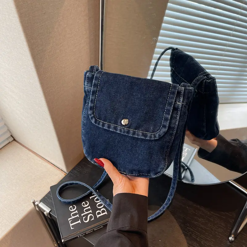 Denim Crossbody Bag for Women Retro Casual Mobile Phone Bag - Image 3