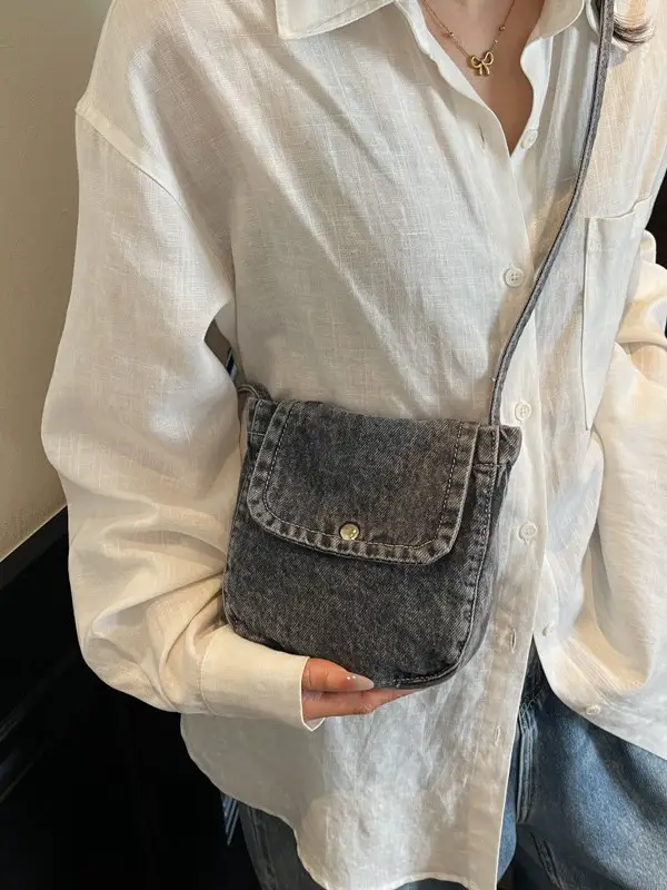 Denim Crossbody Bag Women Retro Mobile Phone Bag