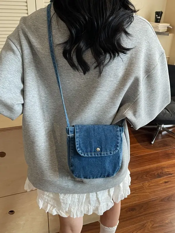 Denim Crossbody Bag Women Retro Mobile Phone Bag