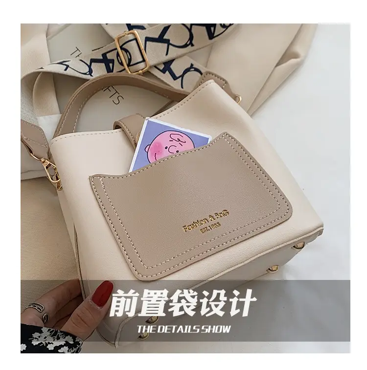 Trendy Women's Beige Leather Shoulder Bag with Crossbody Strap — feature 10