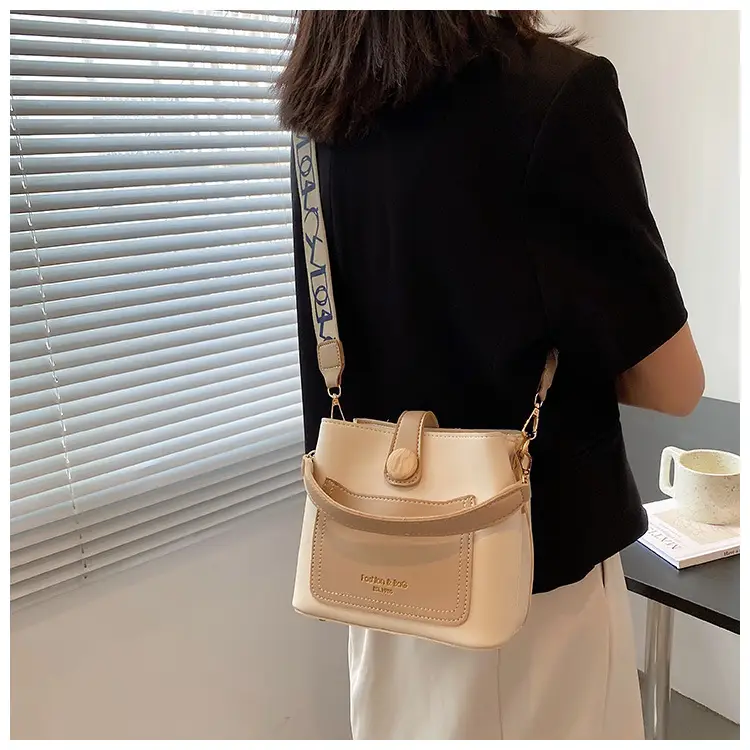 Trendy Women's Beige Leather Shoulder Bag with Crossbody Strap — feature 11