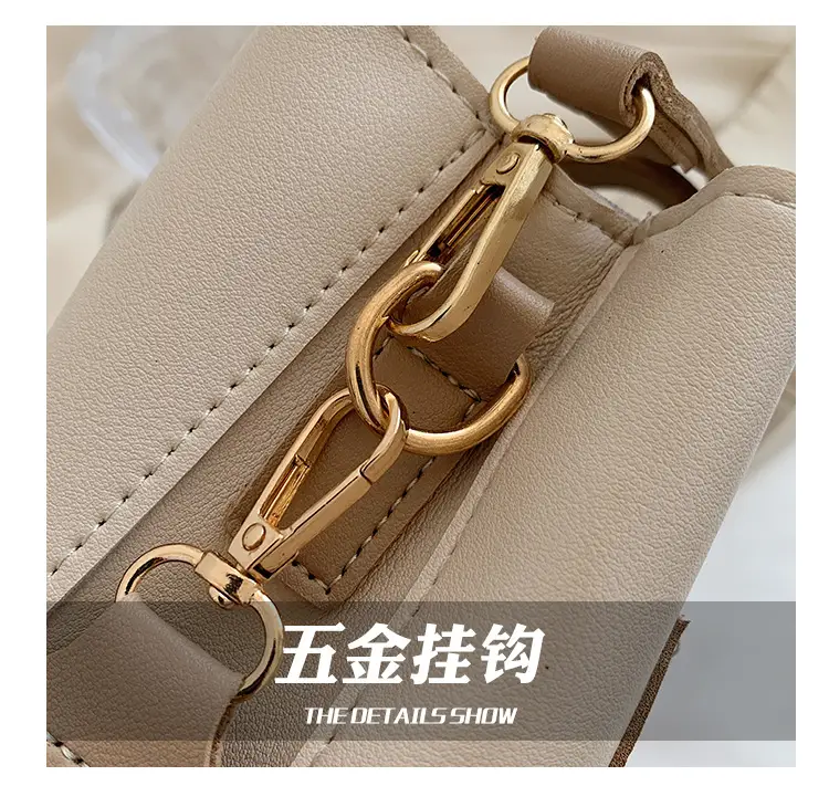 Trendy Women's Beige Leather Shoulder Bag with Crossbody Strap — feature 6