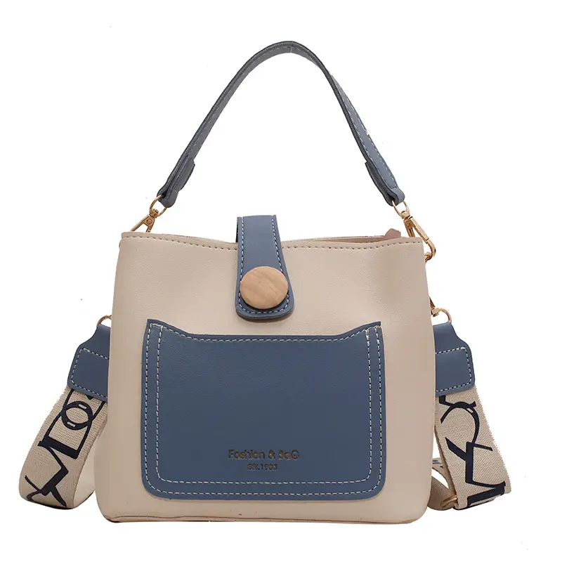 Trendy Women's Beige Leather Shoulder Bag with Crossbody Strap - Image 2