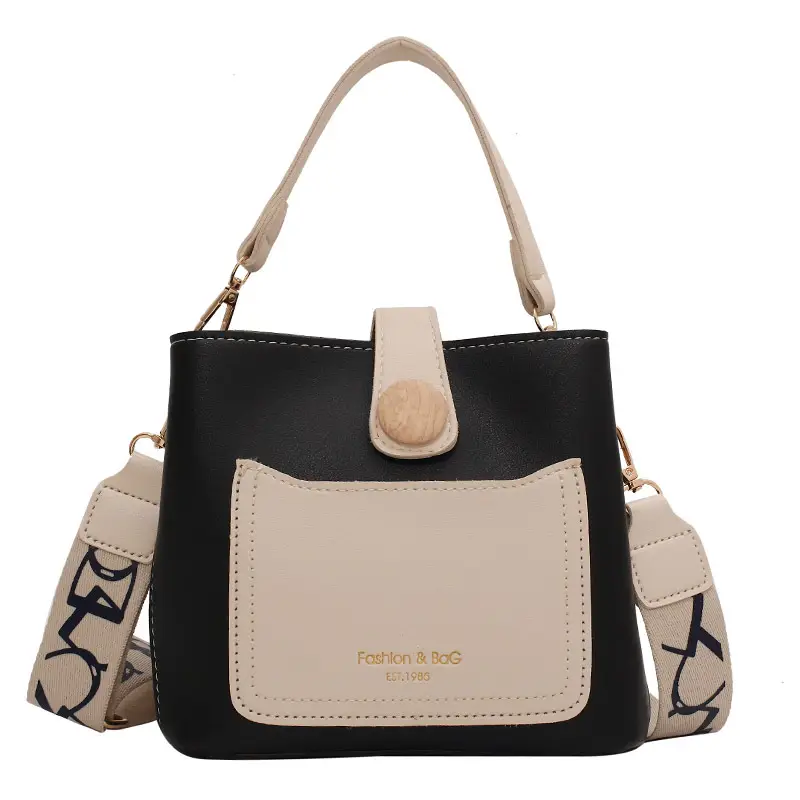 Trendy Women's Beige Leather Shoulder Bag with Crossbody Strap - Image 3
