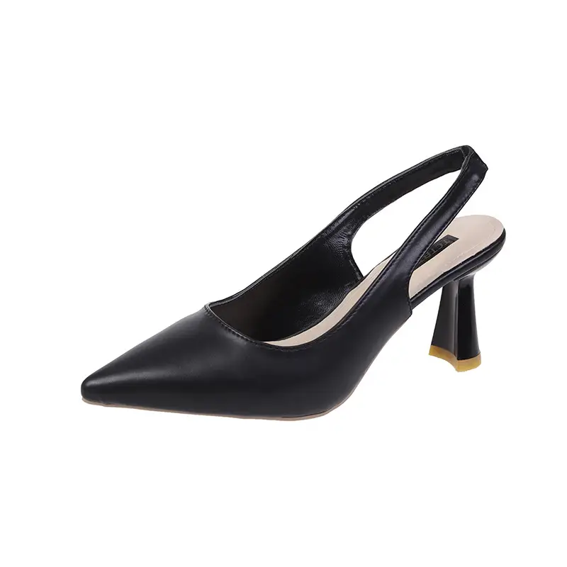 2025 New Summer High Heels, Thick Heels, Pointed Toe French Toe Sandals for Women with Skirts, Elegant Back Hollow Shoes - Image 8