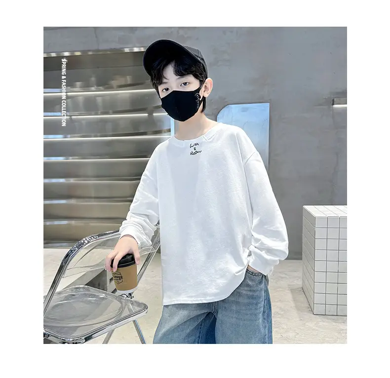 Children's Long Sleeve T-Shirt Black White Cotton 2025 — feature 11