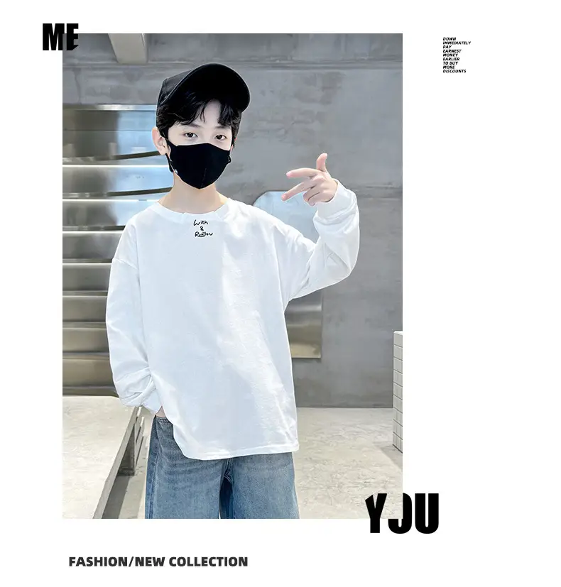 Children's Long Sleeve T-Shirt Black White Cotton 2025 — feature 12