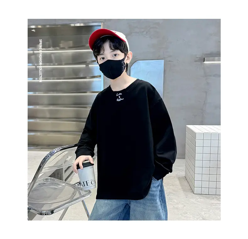 Children's Long Sleeve T-Shirt Black White Cotton 2025 — feature 18