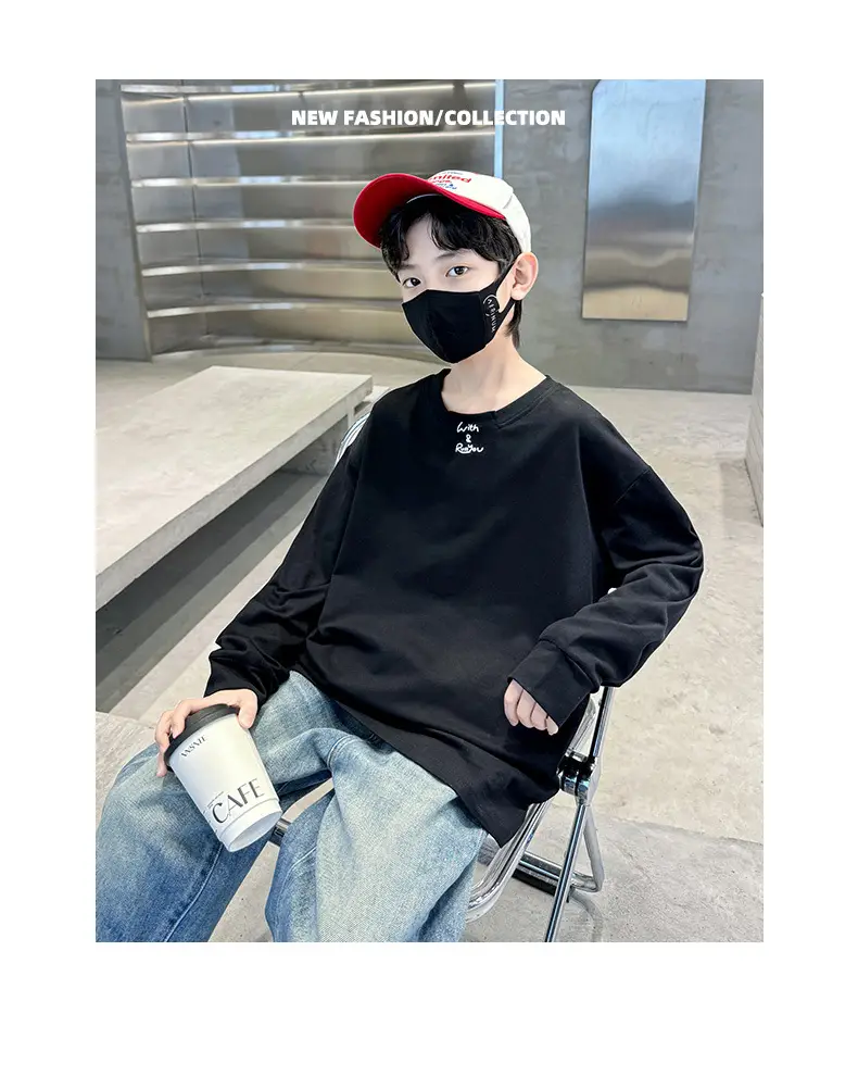 Children's Long Sleeve T-Shirt Black White Cotton 2025 — feature 22