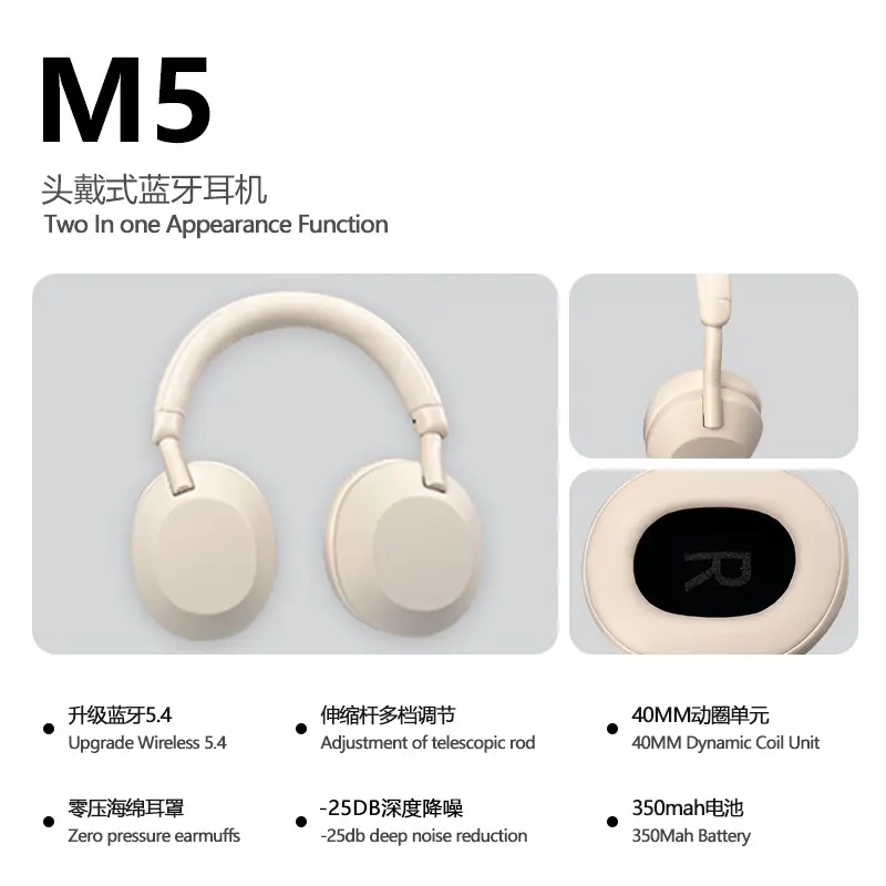 Bluetooth Headset with ANC Light Blue Active Noise Cancellation
