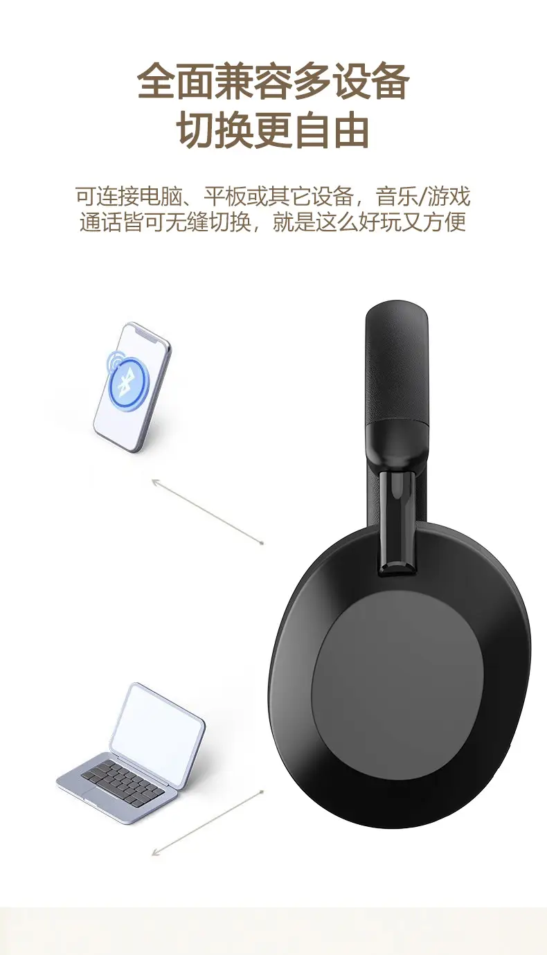 Bluetooth Headset with ANC Light Blue Active Noise Cancellation — feature 13