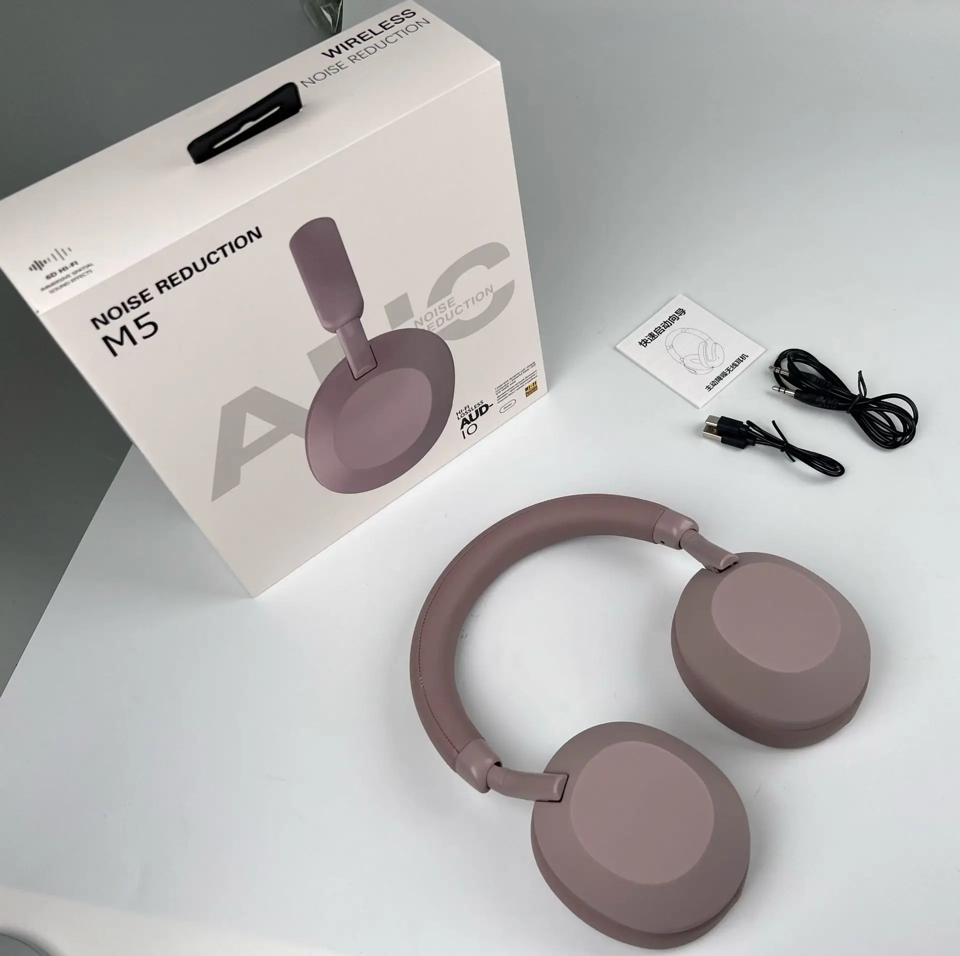 Bluetooth Headset with ANC Light Blue Active Noise Cancellation