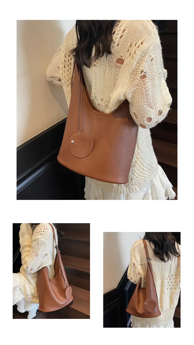 Women Korean Retro Lychee Bucket Bag 2025 — feature 12