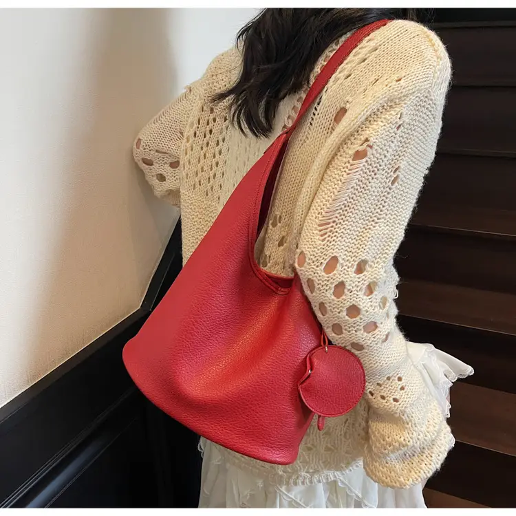 Women Korean Retro Lychee Bucket Bag 2025 — feature 22
