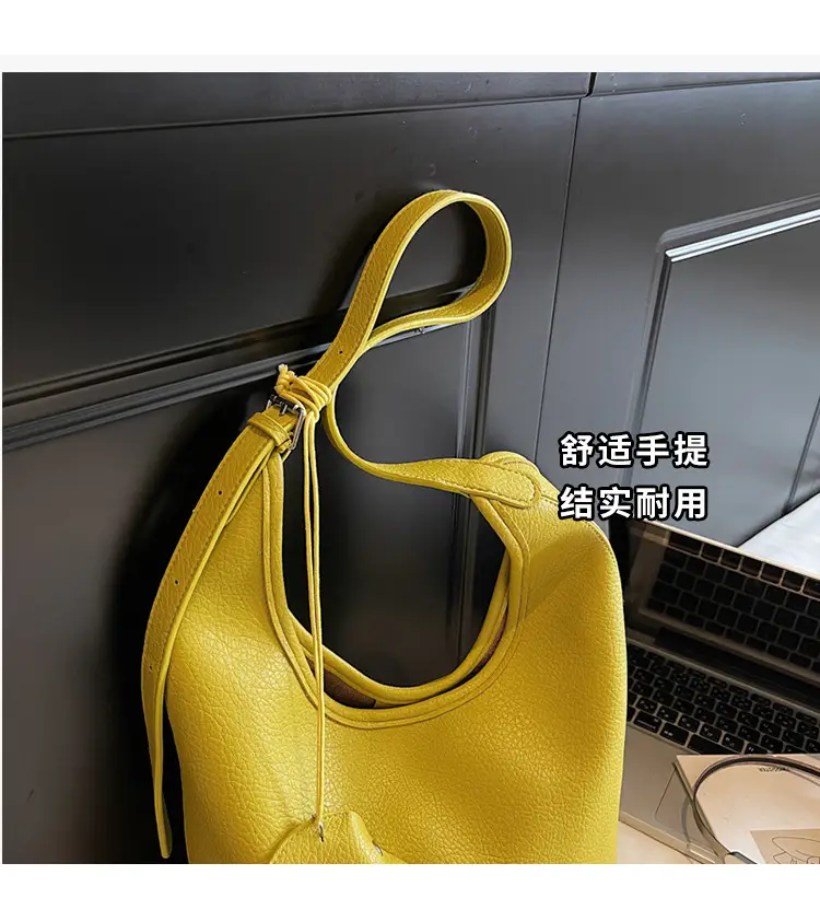 Women Korean Retro Lychee Bucket Bag 2025 — feature 3