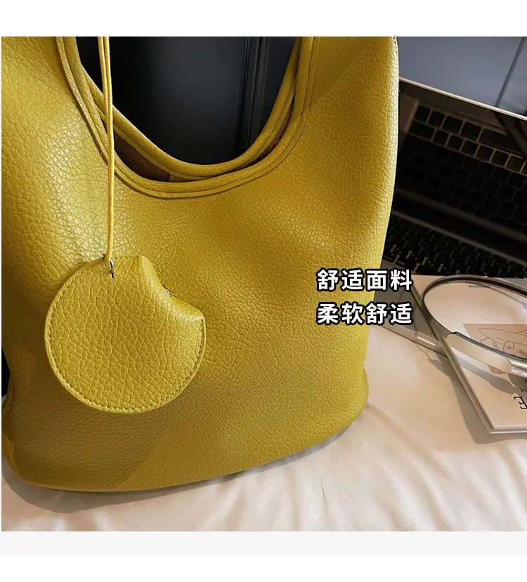 Women Korean Retro Lychee Bucket Bag 2025 — feature 4