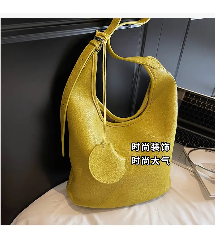 Women Korean Retro Lychee Bucket Bag 2025 — feature 5