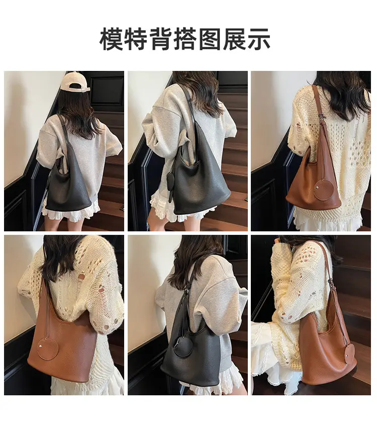 Women Korean Retro Lychee Bucket Bag 2025 — feature 7