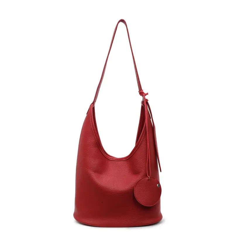 Women Korean Retro Lychee Bucket Bag 2025