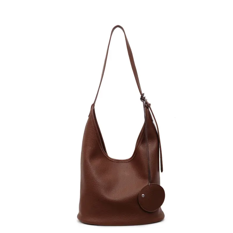Women Korean Retro Lychee Bucket Bag 2025