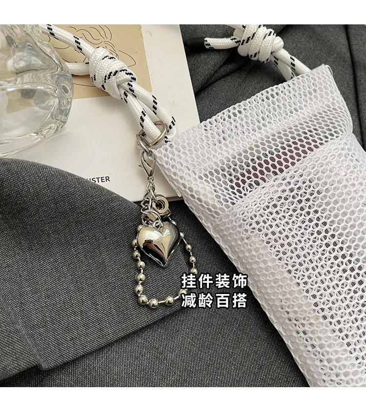 Sweet Pink Mesh Phone Bag for Women — feature 10