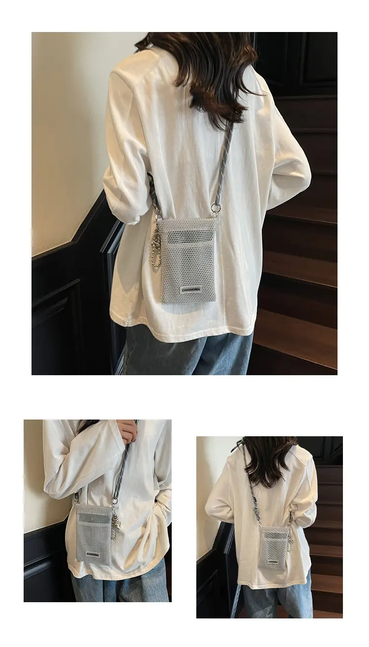 Sweet Pink Mesh Phone Bag for Women — feature 14