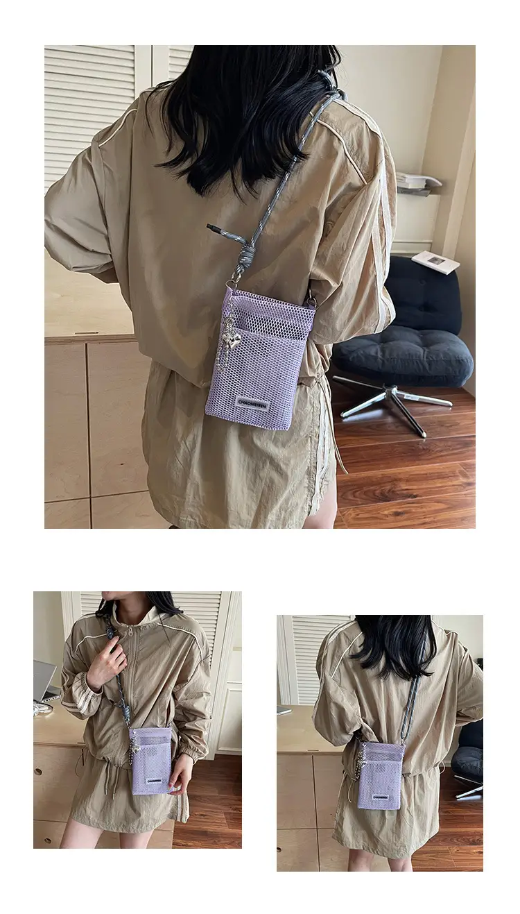 Sweet Pink Mesh Phone Bag for Women — feature 15