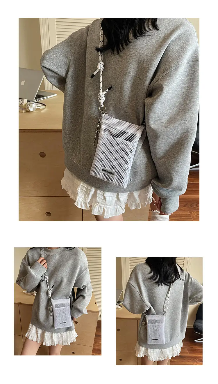Sweet Pink Mesh Phone Bag for Women — feature 16