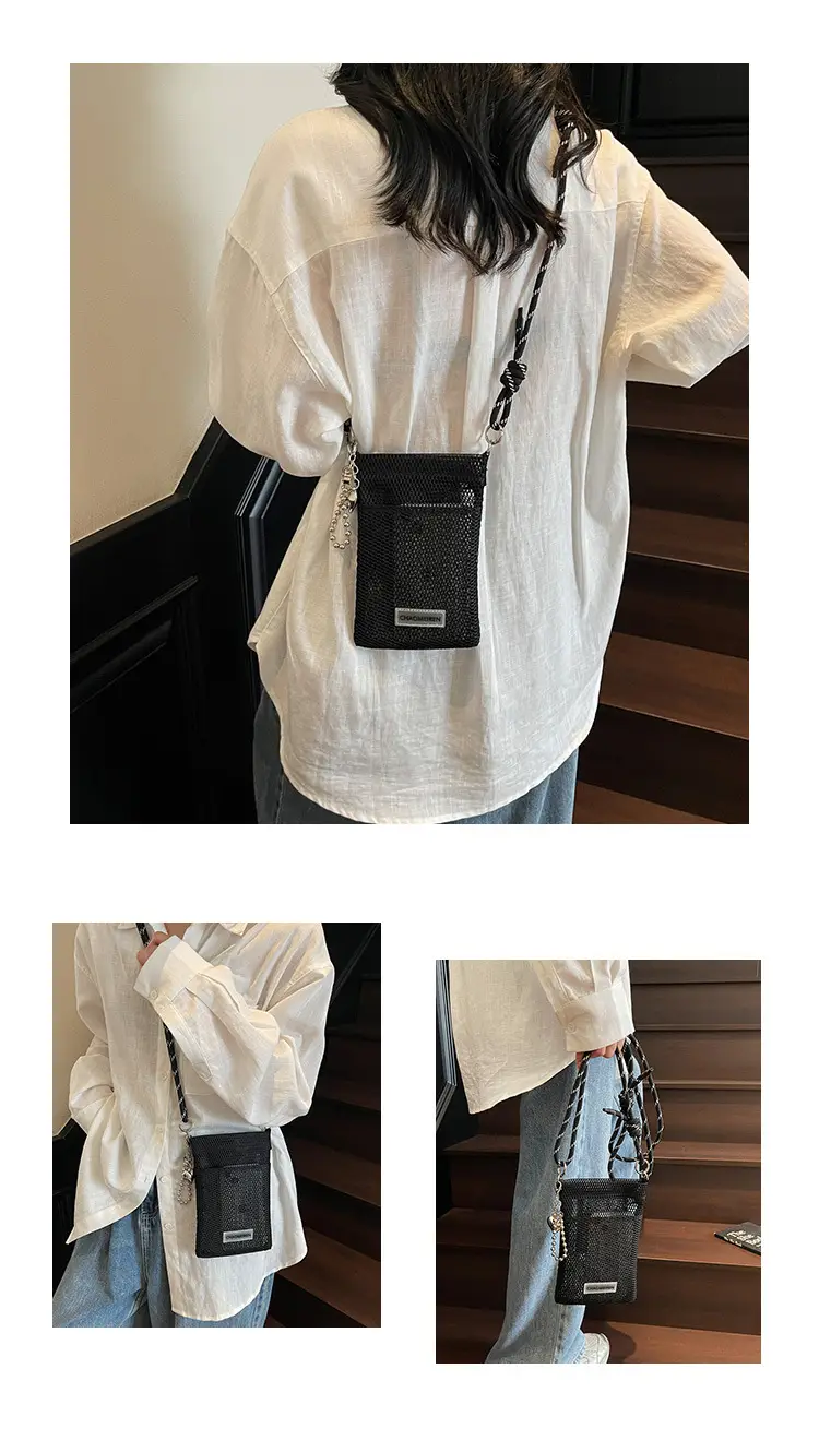 Sweet Pink Mesh Phone Bag for Women — feature 17
