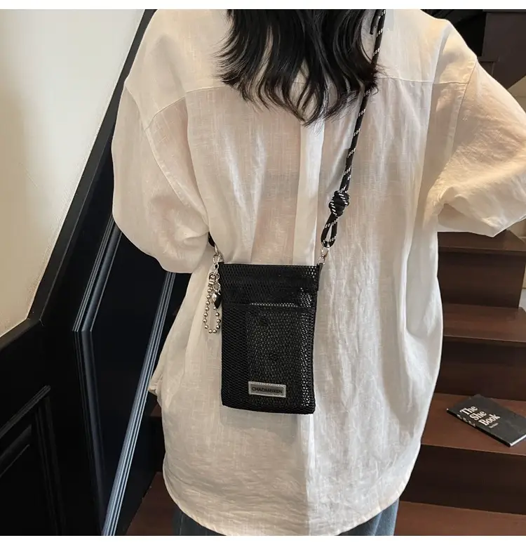 Sweet Pink Mesh Phone Bag for Women — feature 20