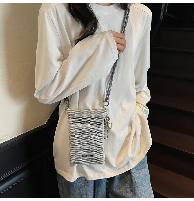 Sweet Pink Mesh Phone Bag for Women — feature 21