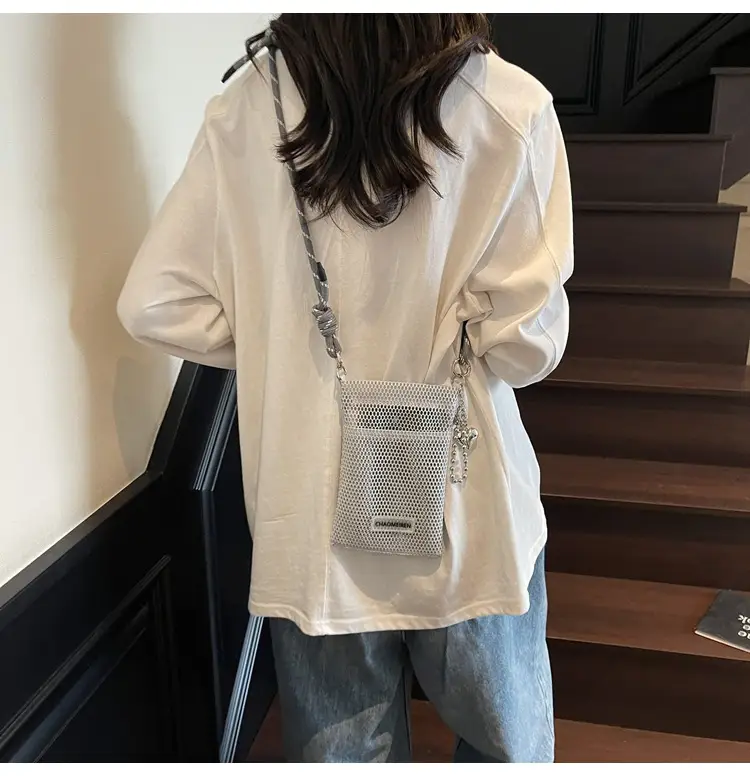 Sweet Pink Mesh Phone Bag for Women — feature 22