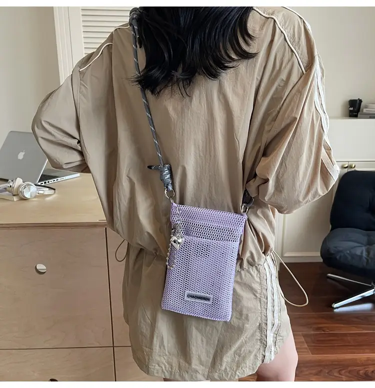 Sweet Pink Mesh Phone Bag for Women — feature 26