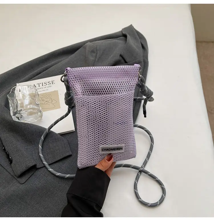 Sweet Pink Mesh Phone Bag for Women — feature 27