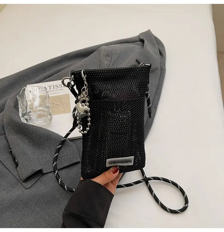 Sweet Pink Mesh Phone Bag for Women — feature 28