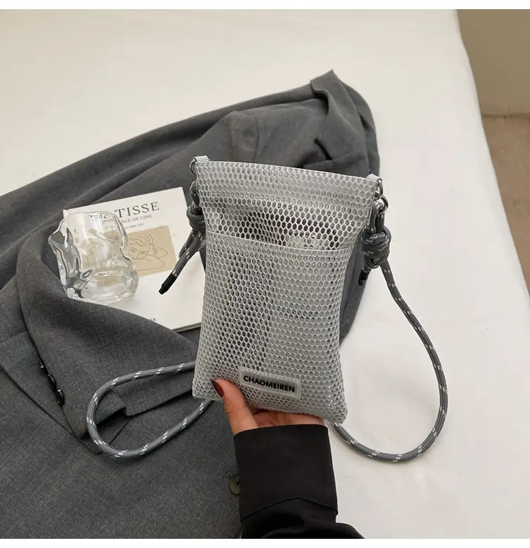 Sweet Pink Mesh Phone Bag for Women — feature 29