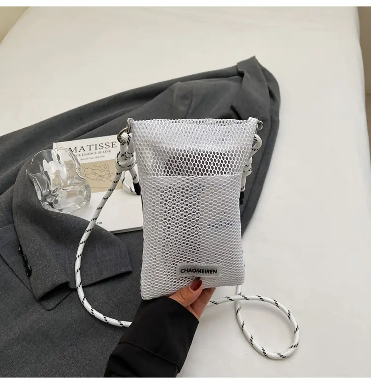 Sweet Pink Mesh Phone Bag for Women — feature 30