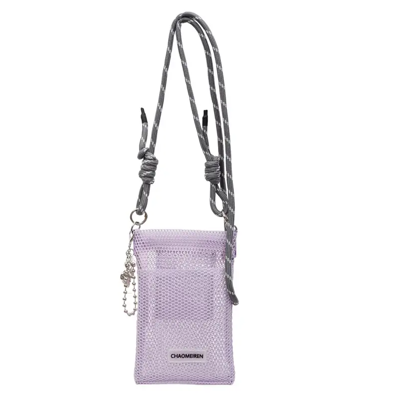 Sweet Pink Mesh Phone Bag for Women - Image 4