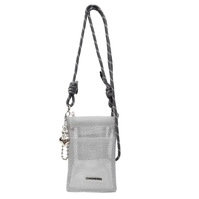 Sweet Pink Mesh Phone Bag for Women - Image 6