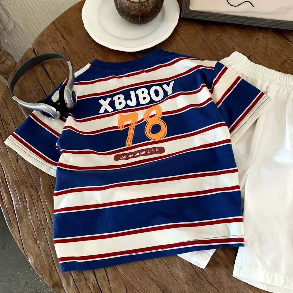 Boys Striped T-Shirt Blue Red White 7