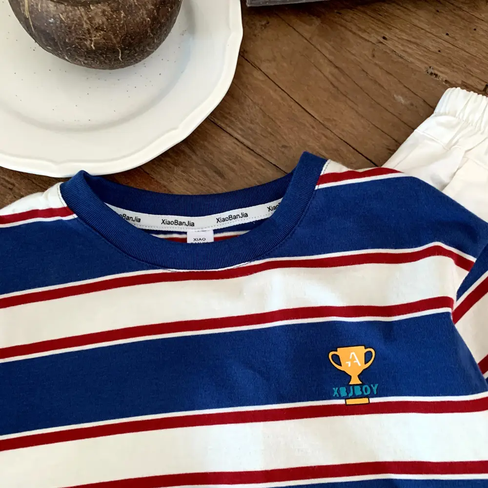 Boys Striped T-Shirt Blue Red White 7 — feature 10