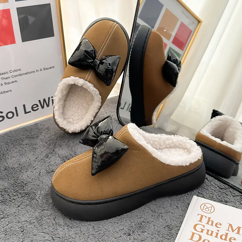 Women's Autumn and Winter Fleece-Lined Warm Thick-Soled Cotton Slippers That Feel Like Stepping on Shit, Stain-Resistant, Cute and Deodorant, Women's Winter Home Cotton Slippers