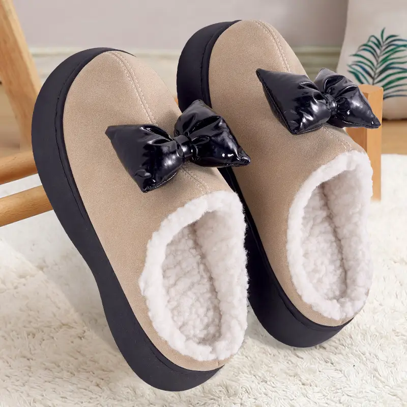 Women's Autumn and Winter Fleece-Lined Warm Thick-Soled Cotton Slippers That Feel Like Stepping on Shit, Stain-Resistant, Cute and Deodorant, Women's Winter Home Cotton Slippers
